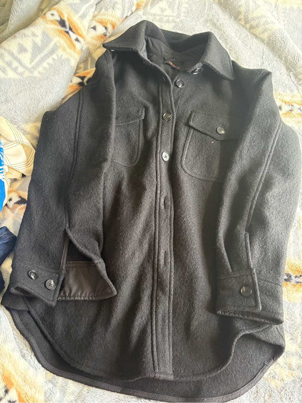 Quince Black Lightweight Wool Shirt Jacket